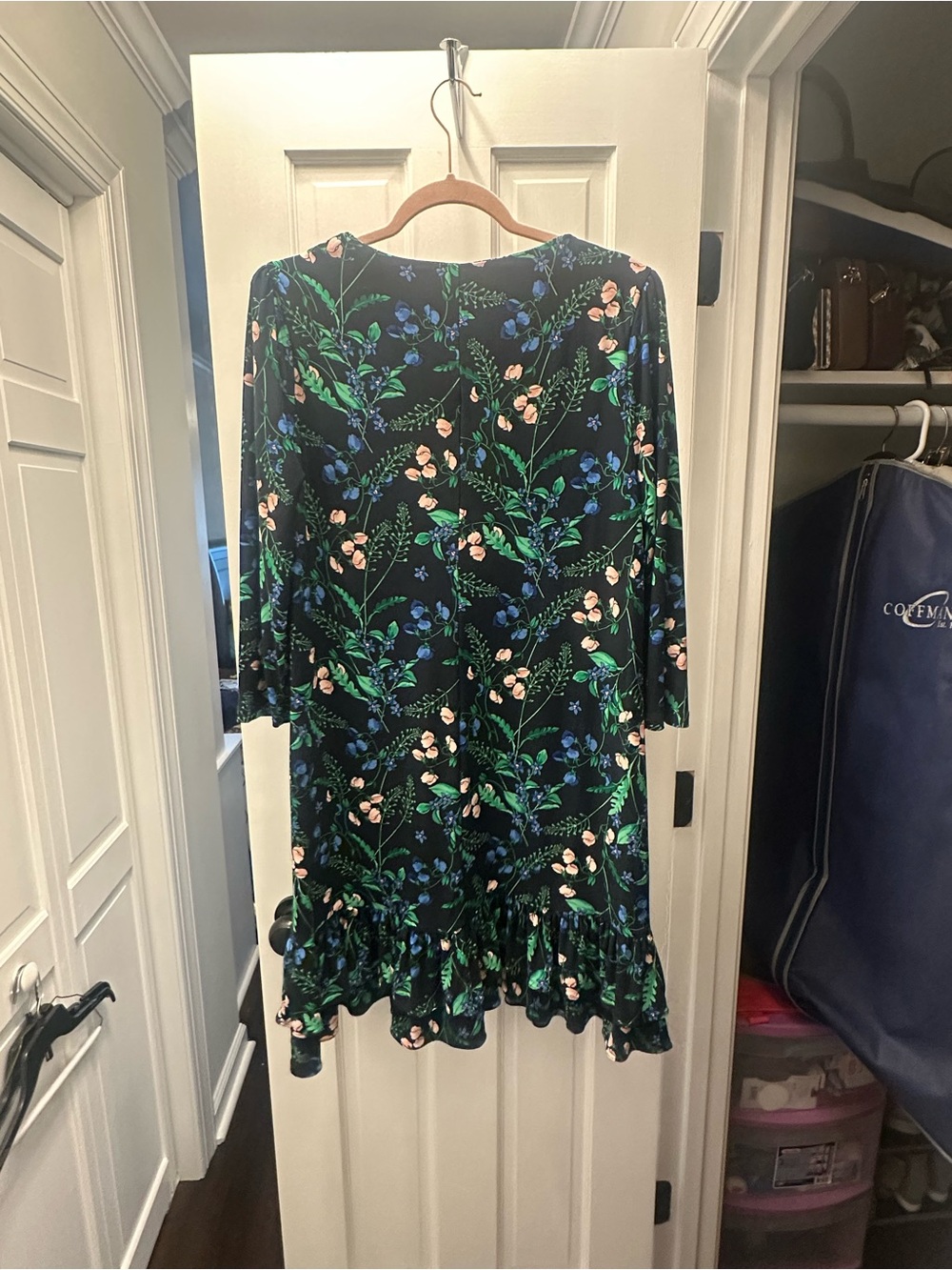Tommy Hilfiger Black Floral Ruffle-Hem Mini Dress